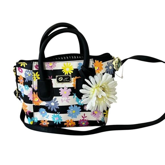 Betsey Johnson Y2K Colorful black and white striped purse with flower - Picture 3 of 9